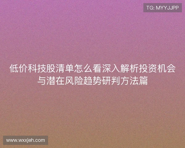 低价科技股清单怎么看深入解析投资机会与潜在风险趋势研判方法篇